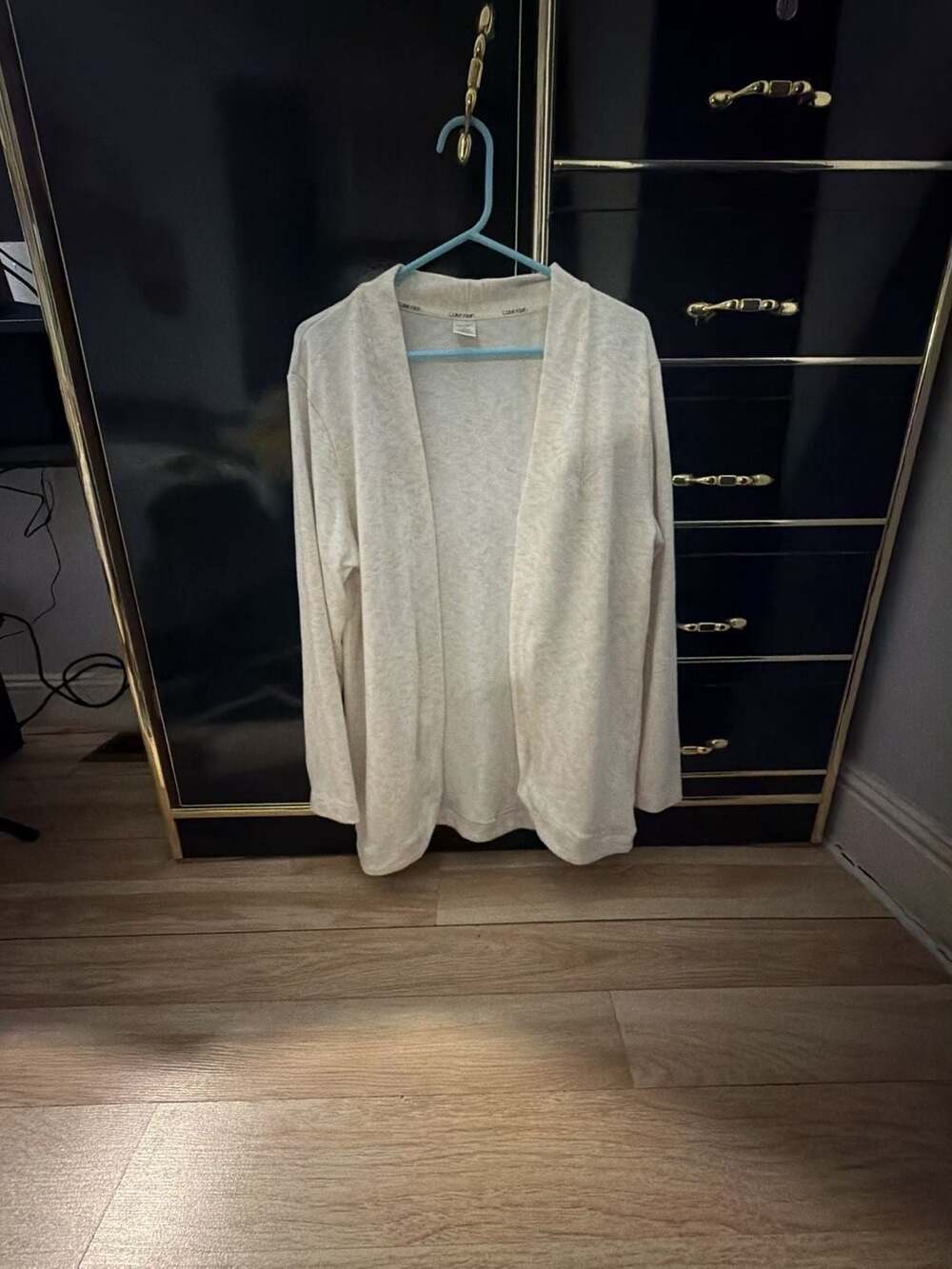 Calvin Klein Sleepwear Open Front Cardigan Beige Heather Size M